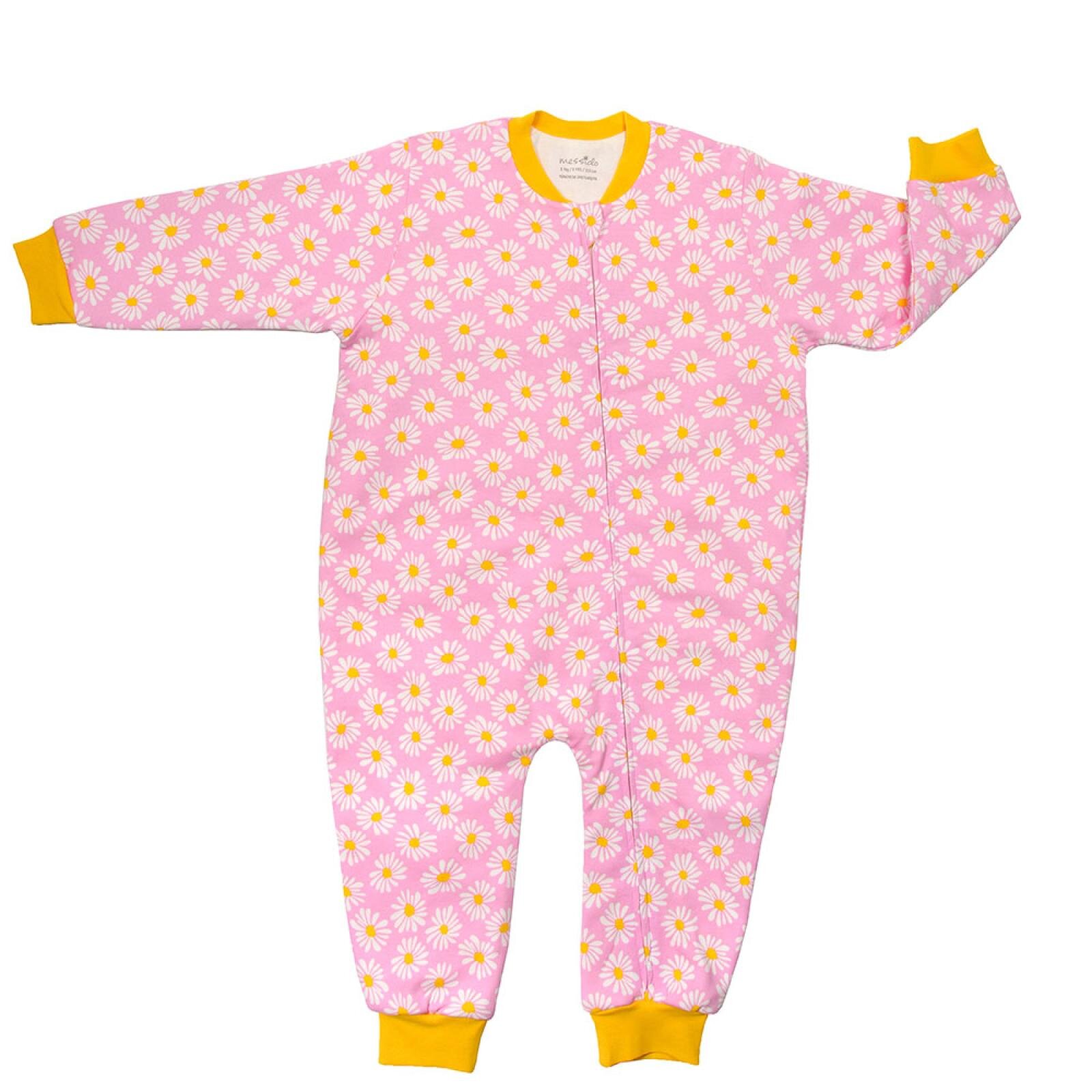 Kız Papatya Desen Uyku Tulumu Fermuarlı 1TOG Bisiklet Yaka Ribanalı Paça Uzun Kol