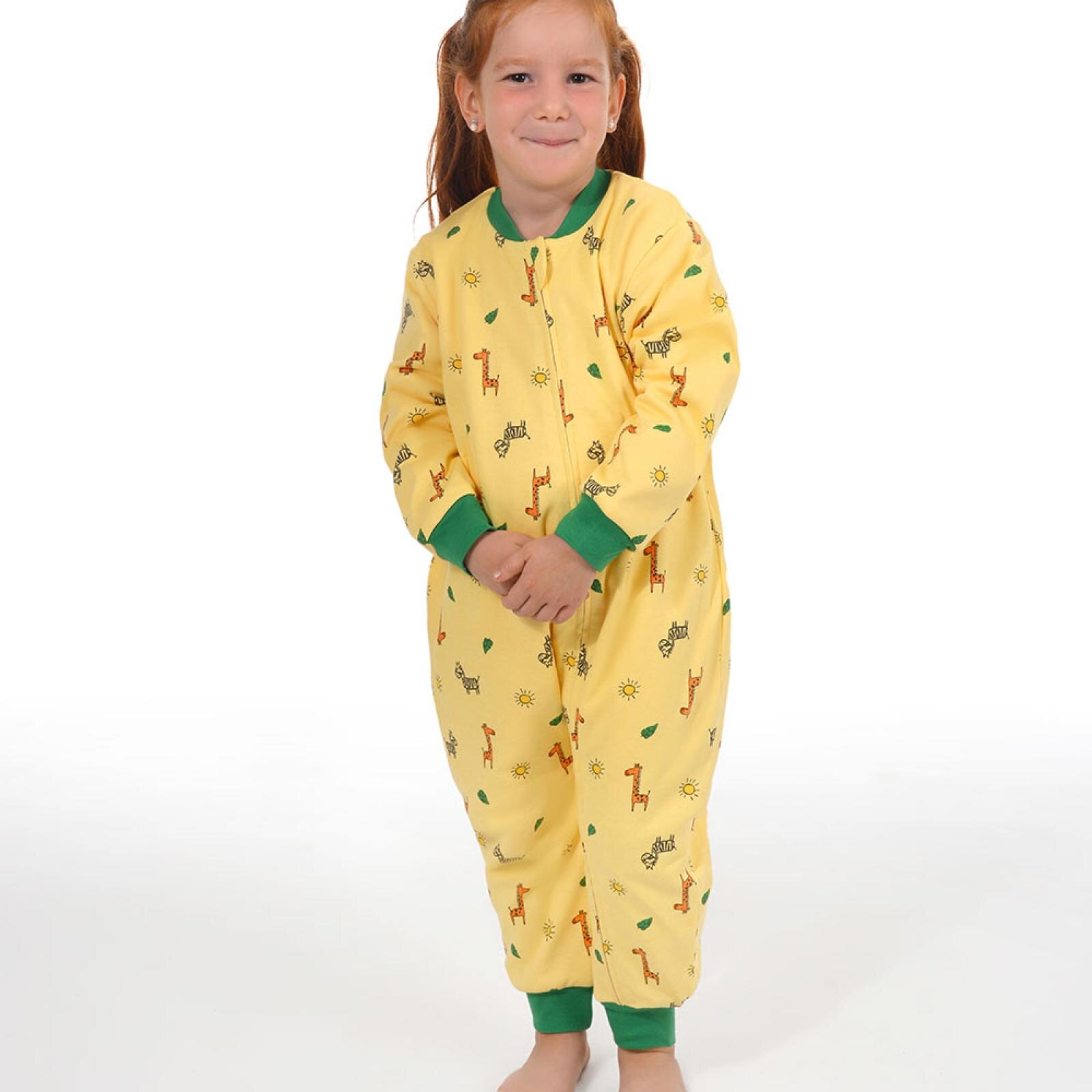  Zürafa Desen Uyku Tulumu Fermuarlı 1TOG Bisiklet Yaka Ribanalı Paça Uzun Kol