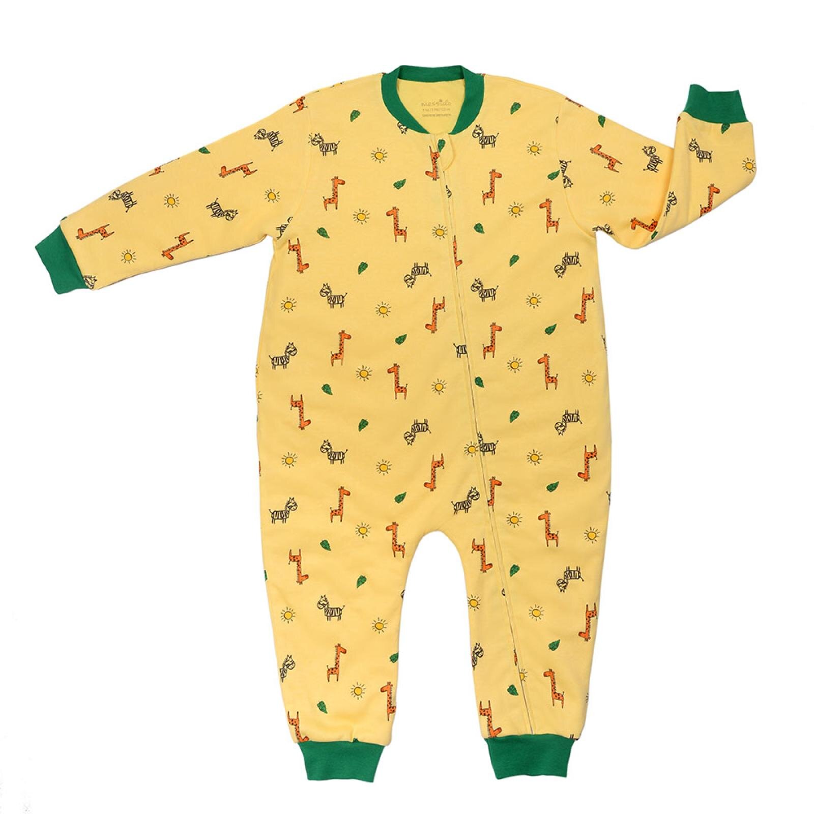  Zürafa Desen Uyku Tulumu Fermuarlı 1TOG Bisiklet Yaka Ribanalı Paça Uzun Kol