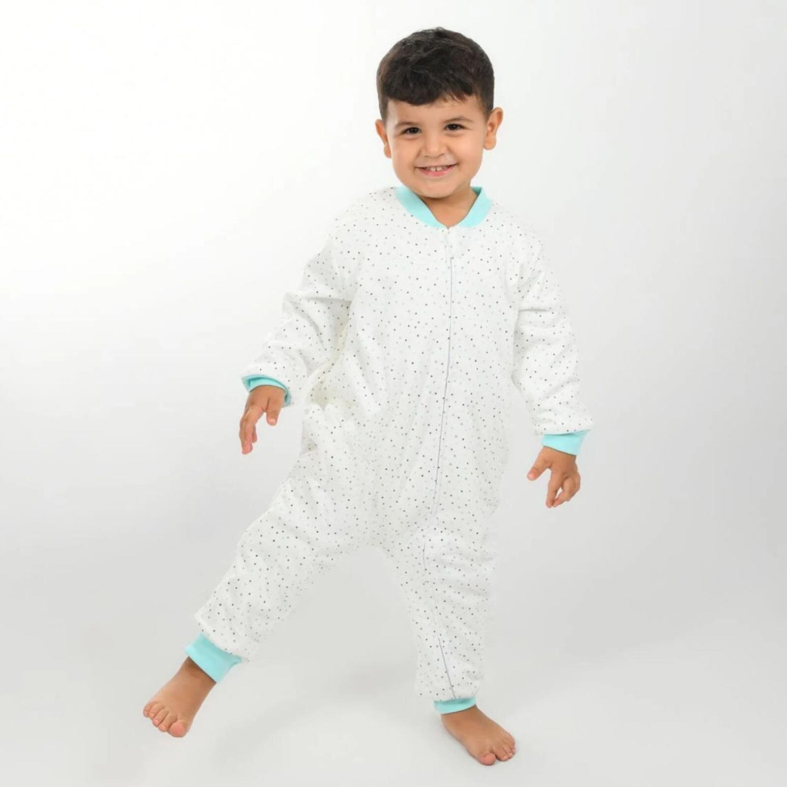 Unisex Yıldız Desen Uyku Tulumu Fermuarlı 1TOG Bisiklet Yaka Ribanalı Paça Uzun Kol