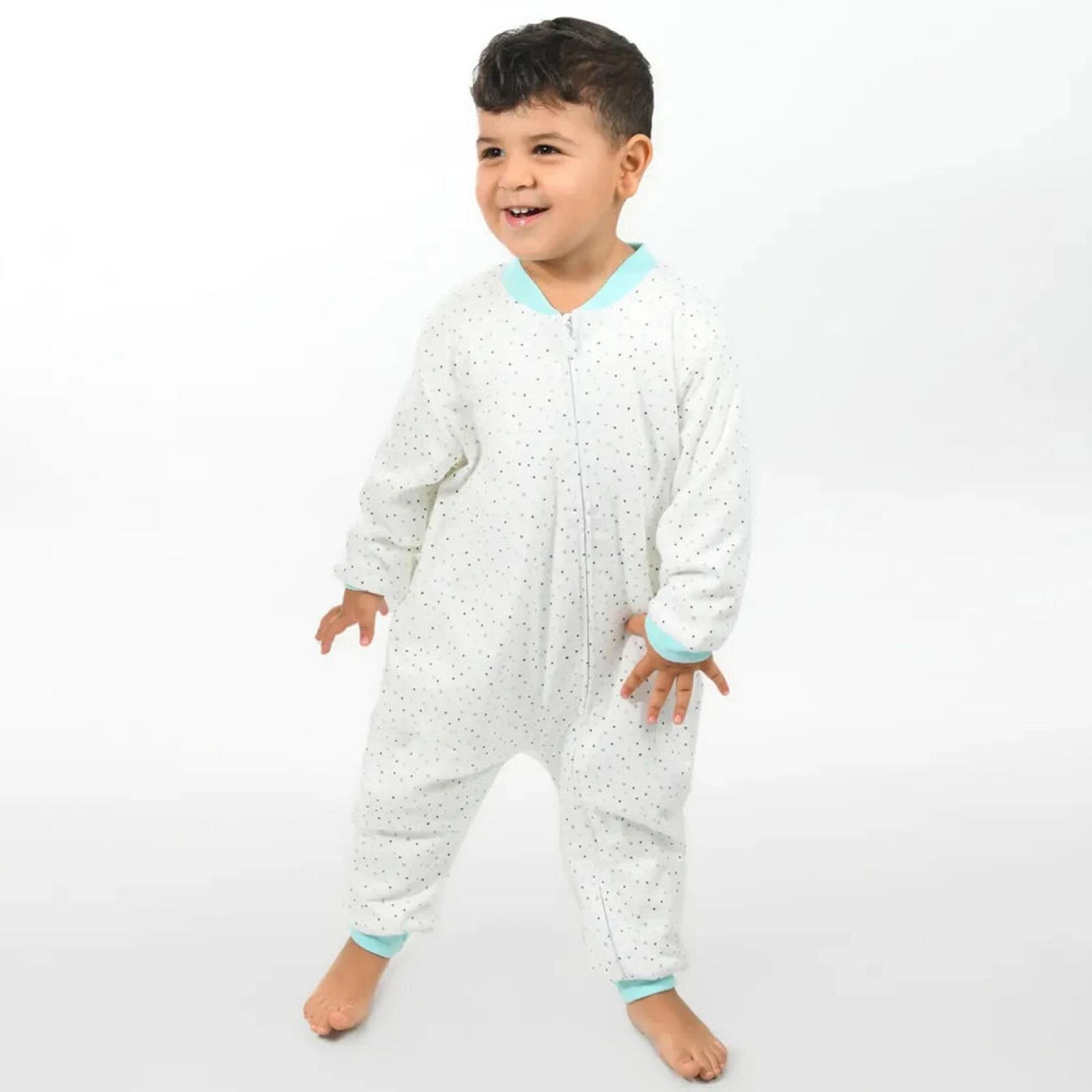 Unisex Yıldız Desen Uyku Tulumu Fermuarlı 1TOG Bisiklet Yaka Ribanalı Paça Uzun Kol