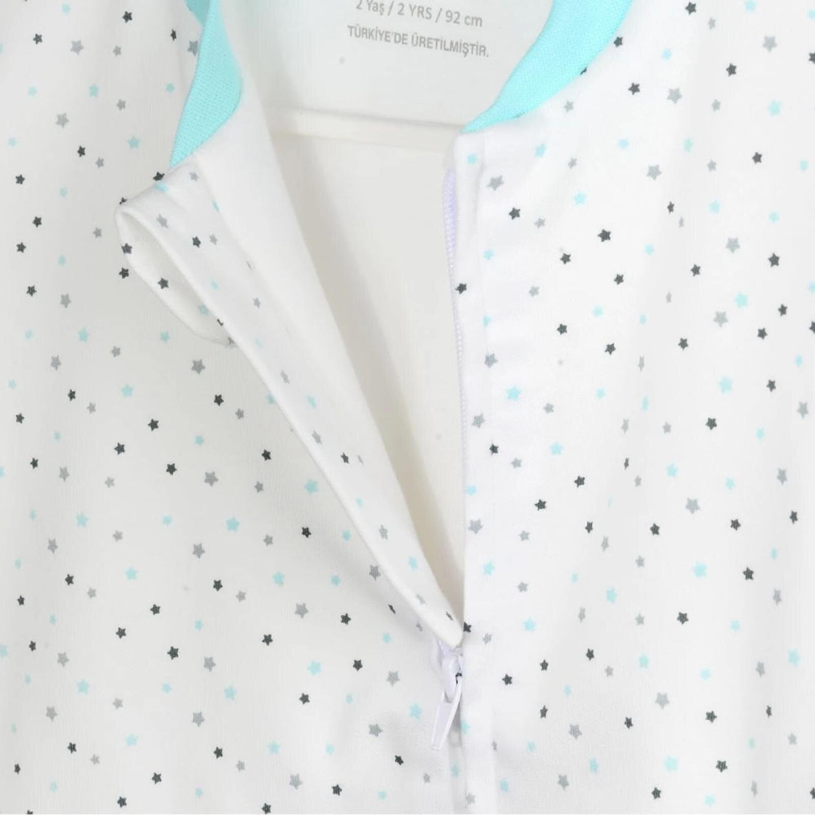 Unisex Yıldız Desen Uyku Tulumu Fermuarlı 1TOG Bisiklet Yaka Ribanalı Paça Uzun Kol