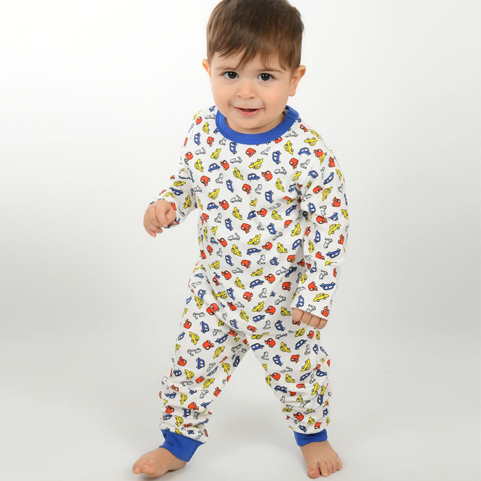 Erkek Araba Desen Çocuk Pijama Takımı Yaka Ribanalı Paça Uzun Kol Erkek Araba Desen Çocuk Pijama Takımı Yaka Ribanalı Paça Uzun Kol