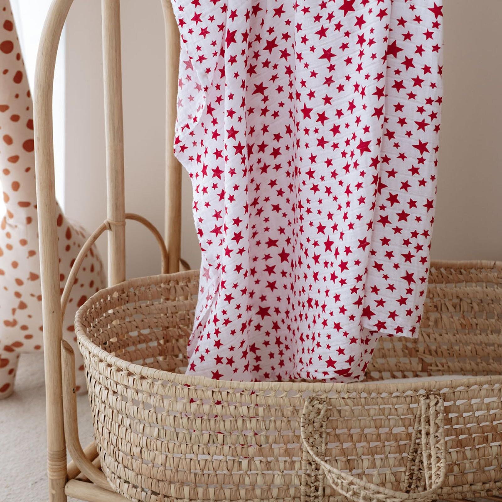  %100 Pamuk 100x110 Müslin Battaniye Kırmızı Yıldız 