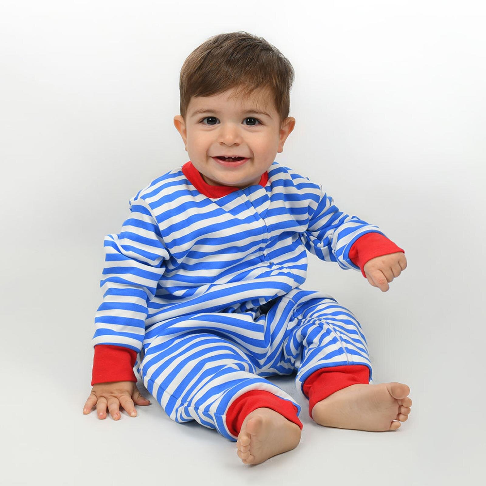 Erkek Çizgi Desen Uyku Tulumu Fermuarlı 1TOG Bisiklet Yaka Ribanalı Paça Uzun Kol