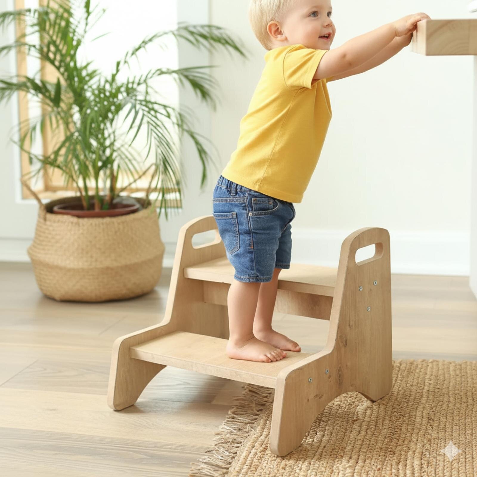 Montessori Basamak Yükseltici Tabure (Ahşap Merdiven)