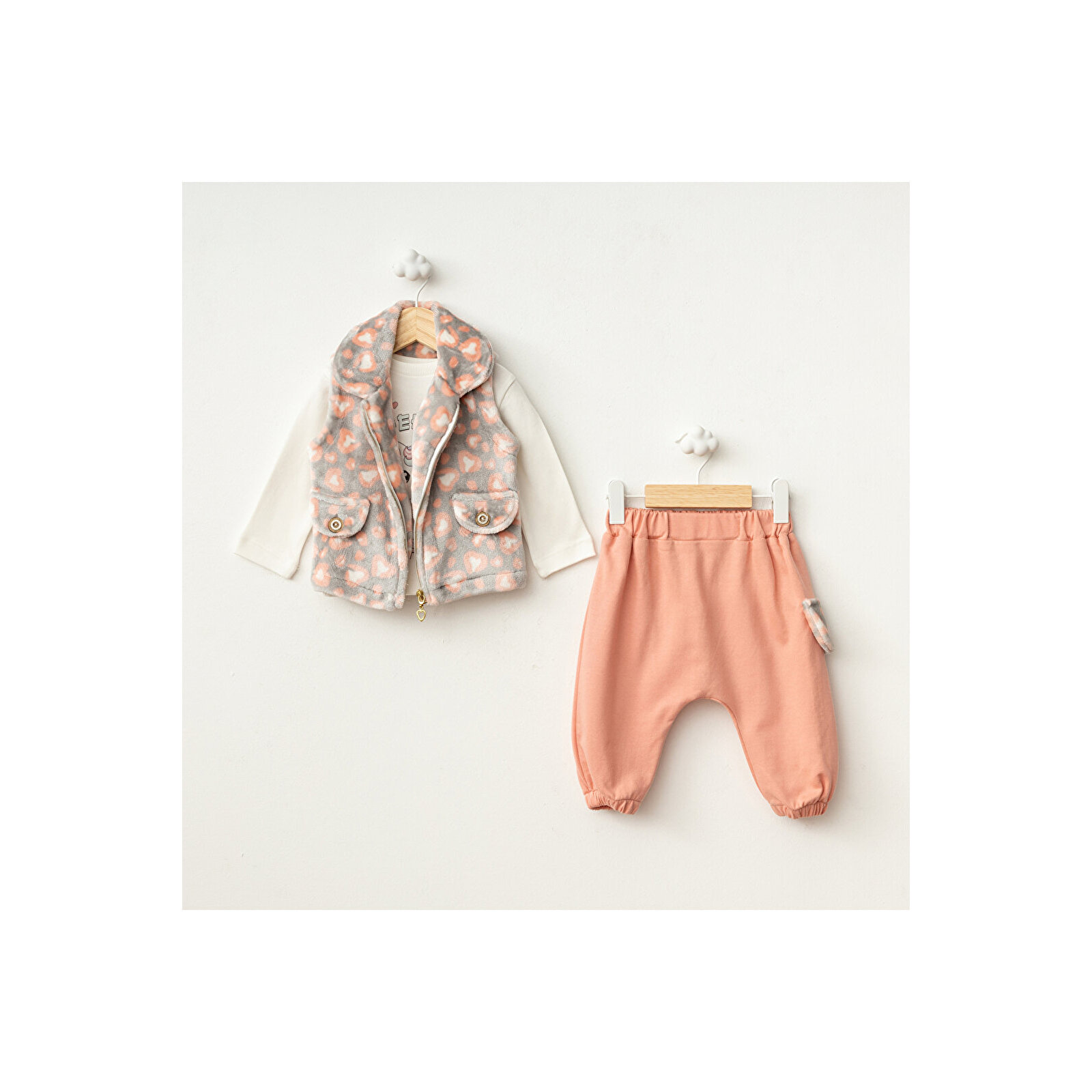 Leopar Desen Yelekli 3'Lü Takım