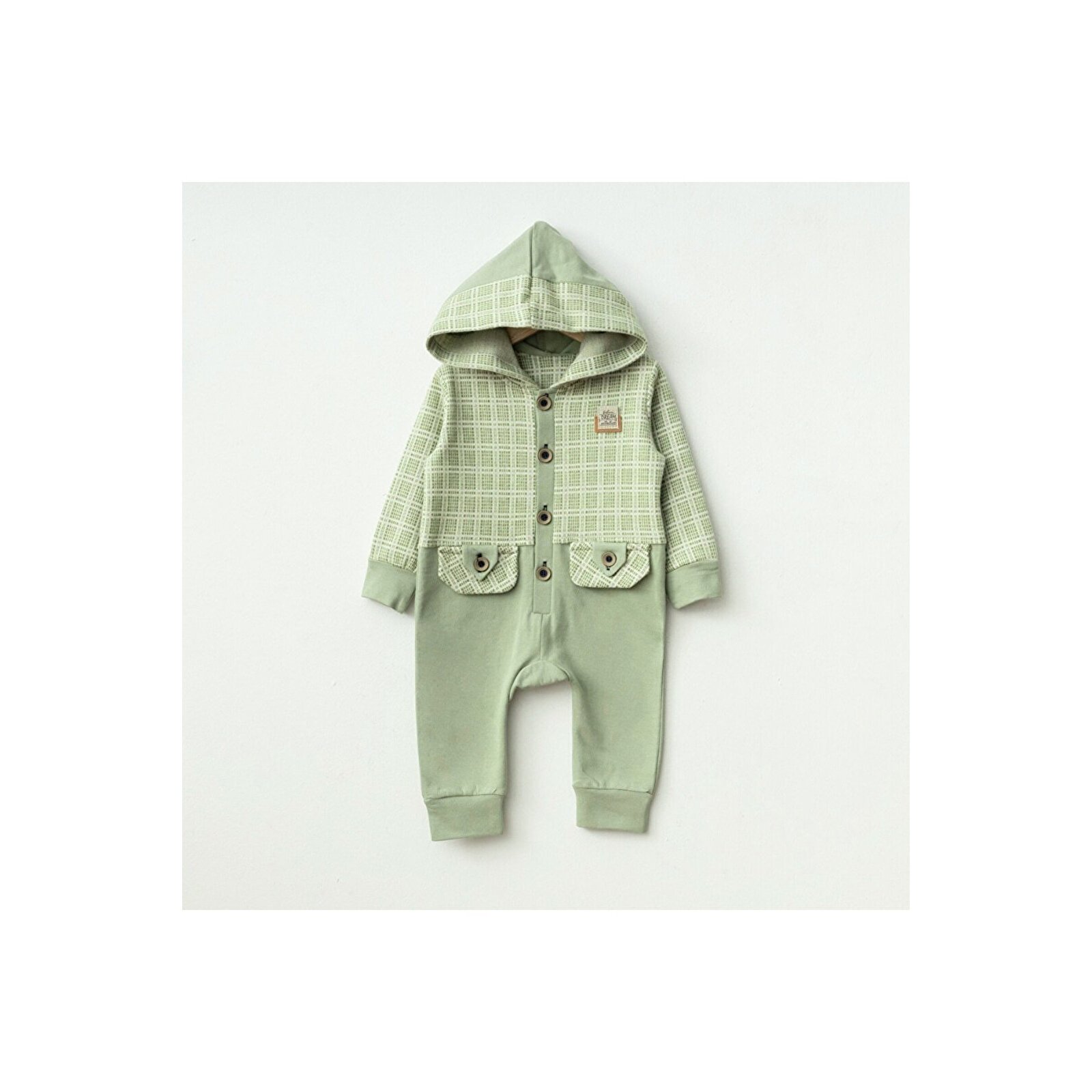 Kapüşonlu Önden Düğmeli Tulum