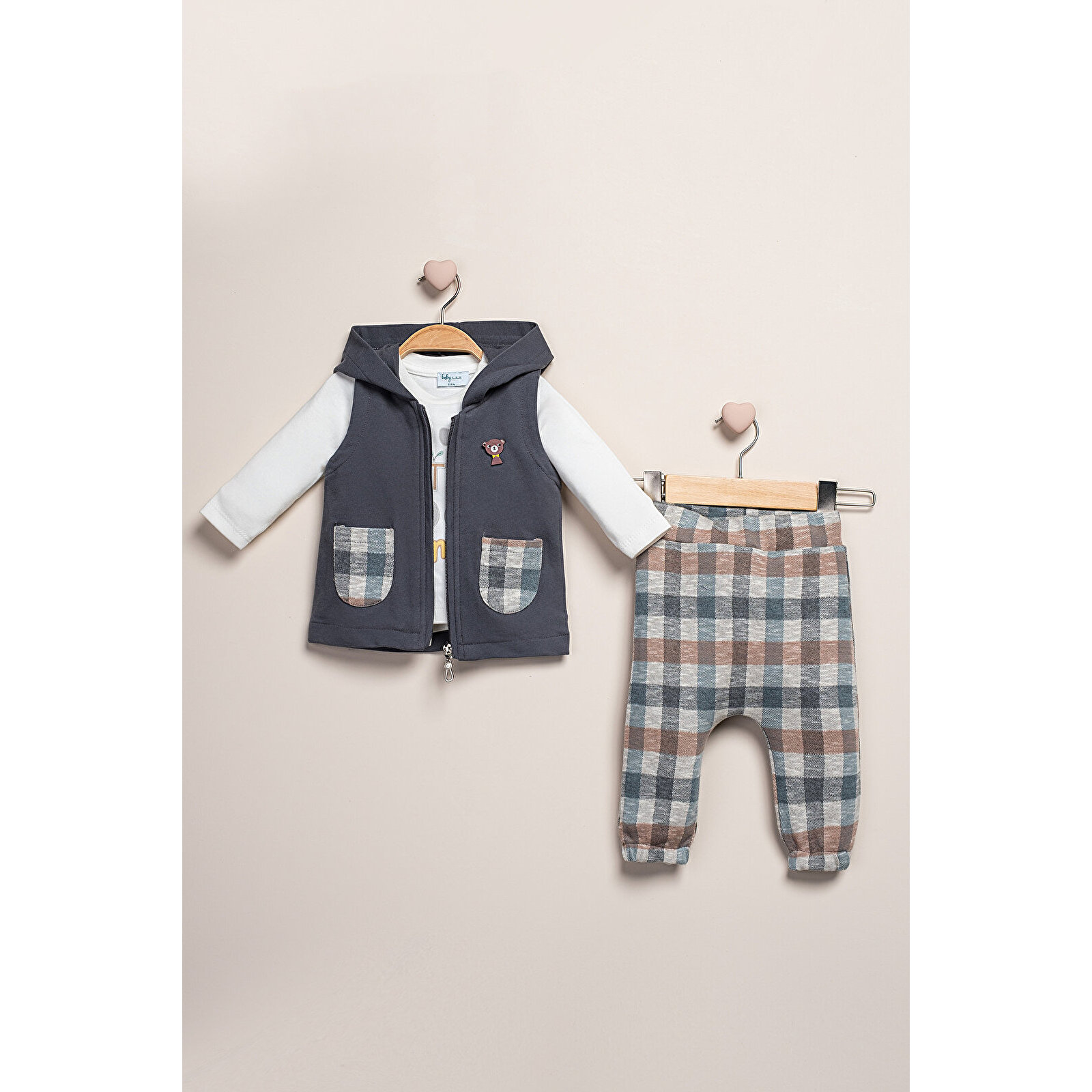 Yelekli Kapitone Pantolon 3'lü Takım