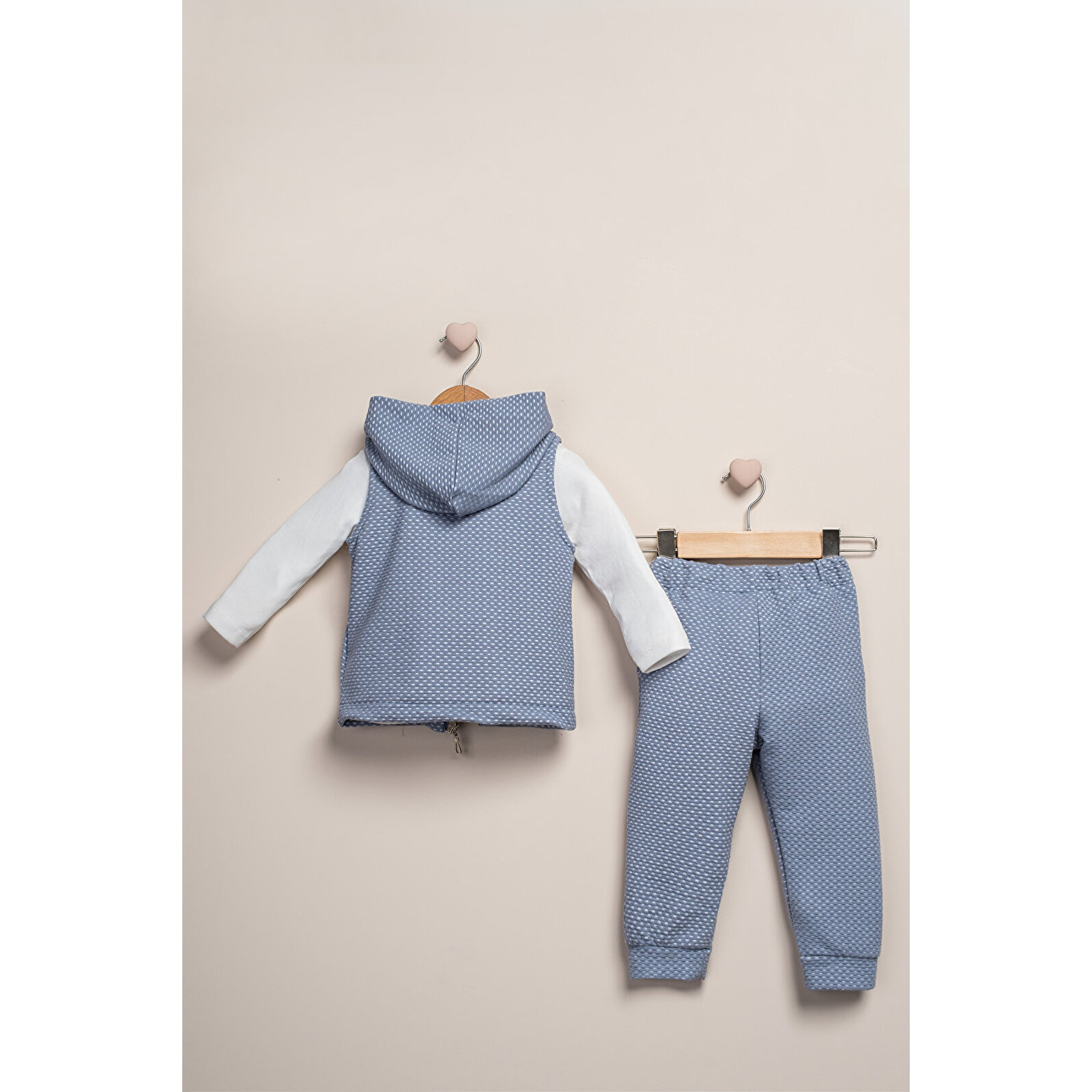 Kapüşonlu Yelekli 3'lü Takım