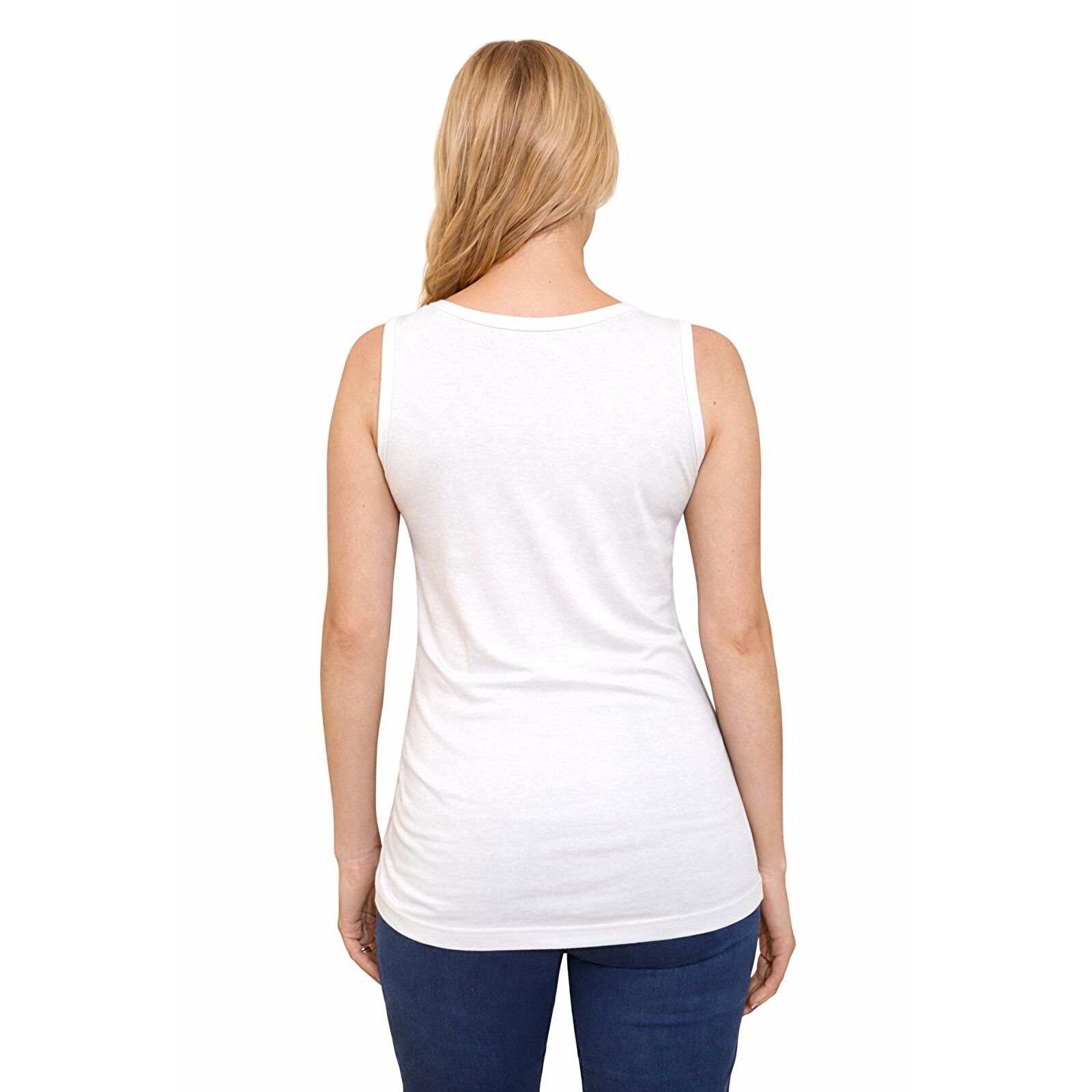 Beyaz Bisiklet Yaka Kolsuz Kadın Emzirme Atlet