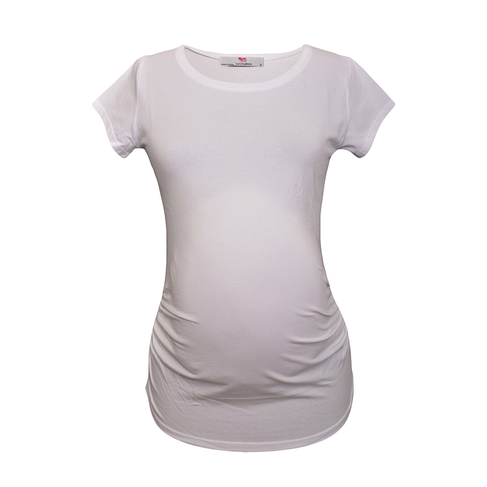 Beyaz Bisiklet Yaka Kısa Kollu Kadın Hamile Tişört Beyaz Bisiklet Yaka Kısa Kollu Kadın Hamile Tişört