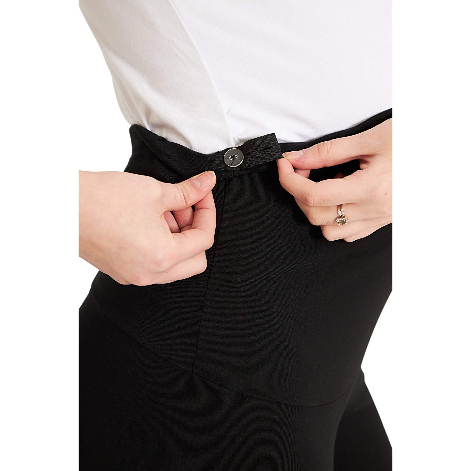 Siyah Beli Ayarlamalı Kadın Hamile  Şort Tayt