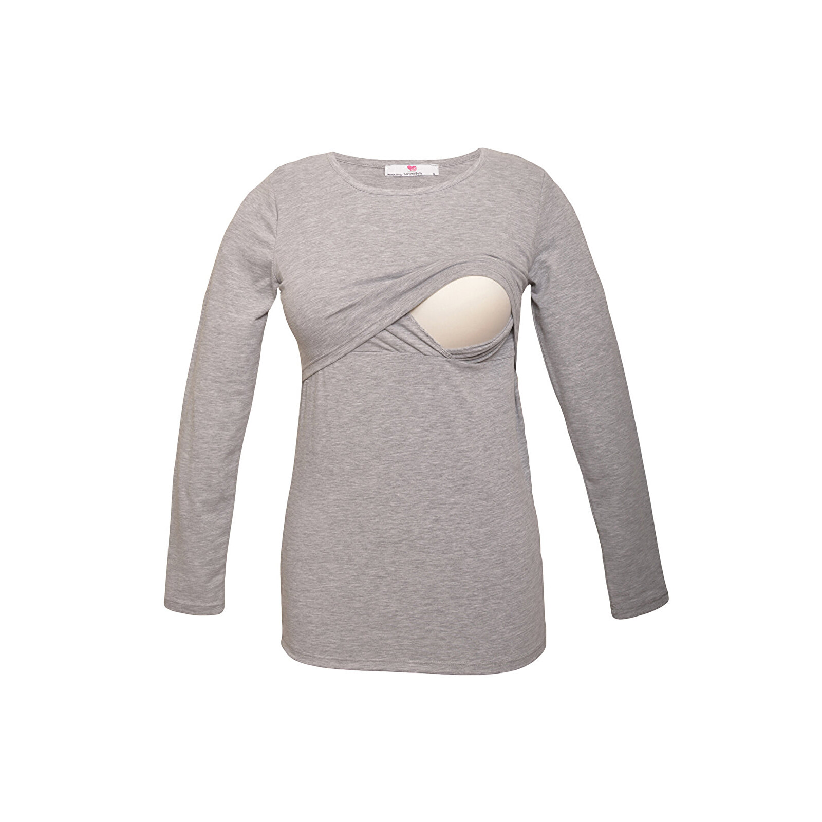 GRİ Bisiklet Yaka Uzun Kollu Kadın Emzirme Tişört GRİ Bisiklet Yaka Uzun Kollu Kadın Emzirme Tişört