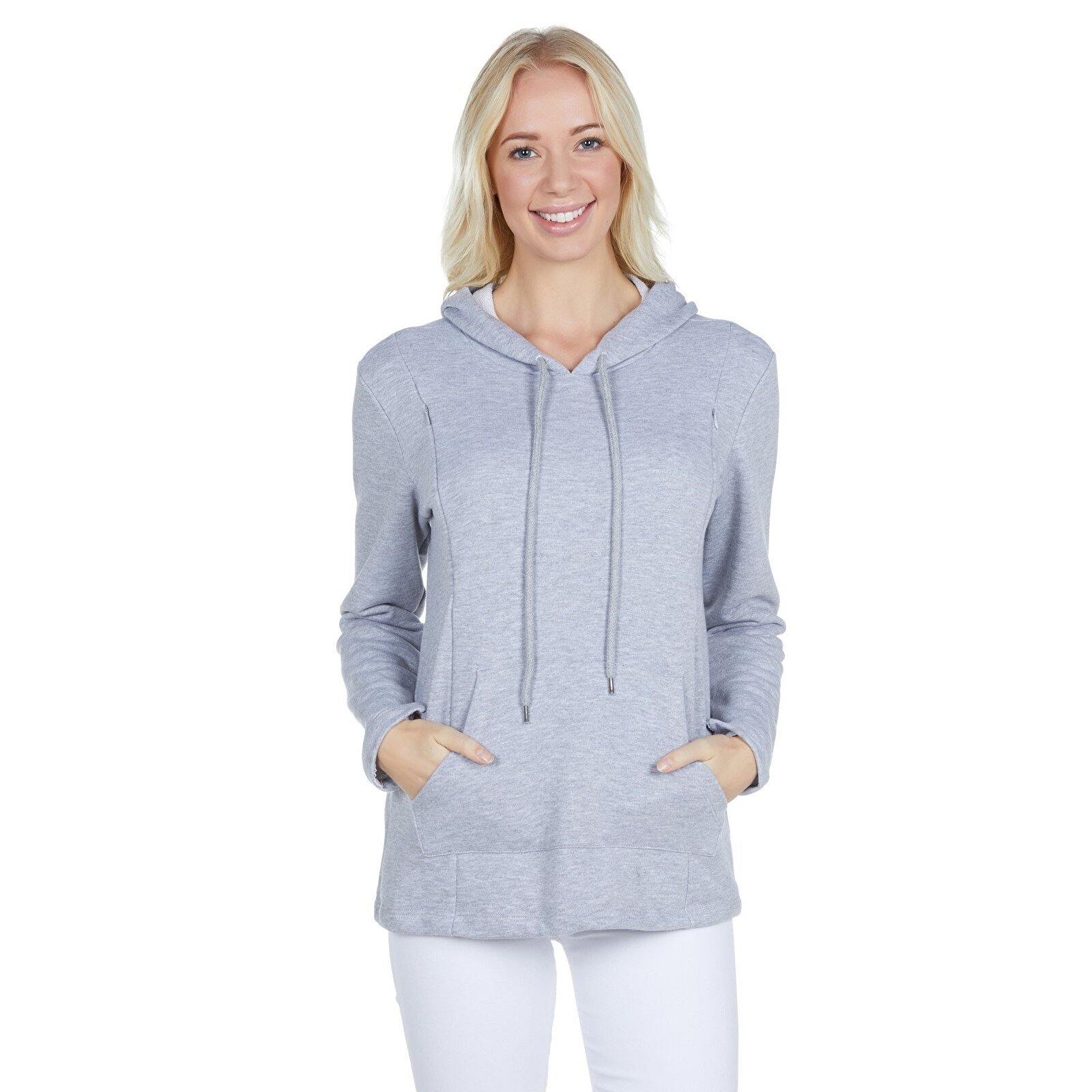 GRİ Kapüşonlu Kadın Emzirme Sweatshirt