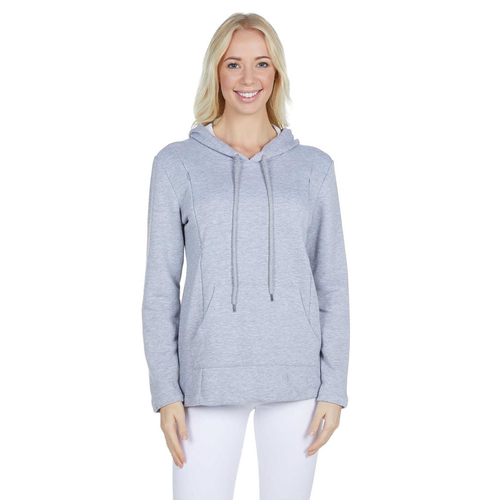 GRİ Kapüşonlu Kadın Emzirme Sweatshirt
