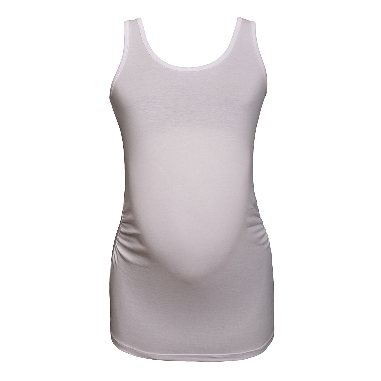 Beyaz Bisiklet Yaka Kolsuz Kadın Hamile Atlet