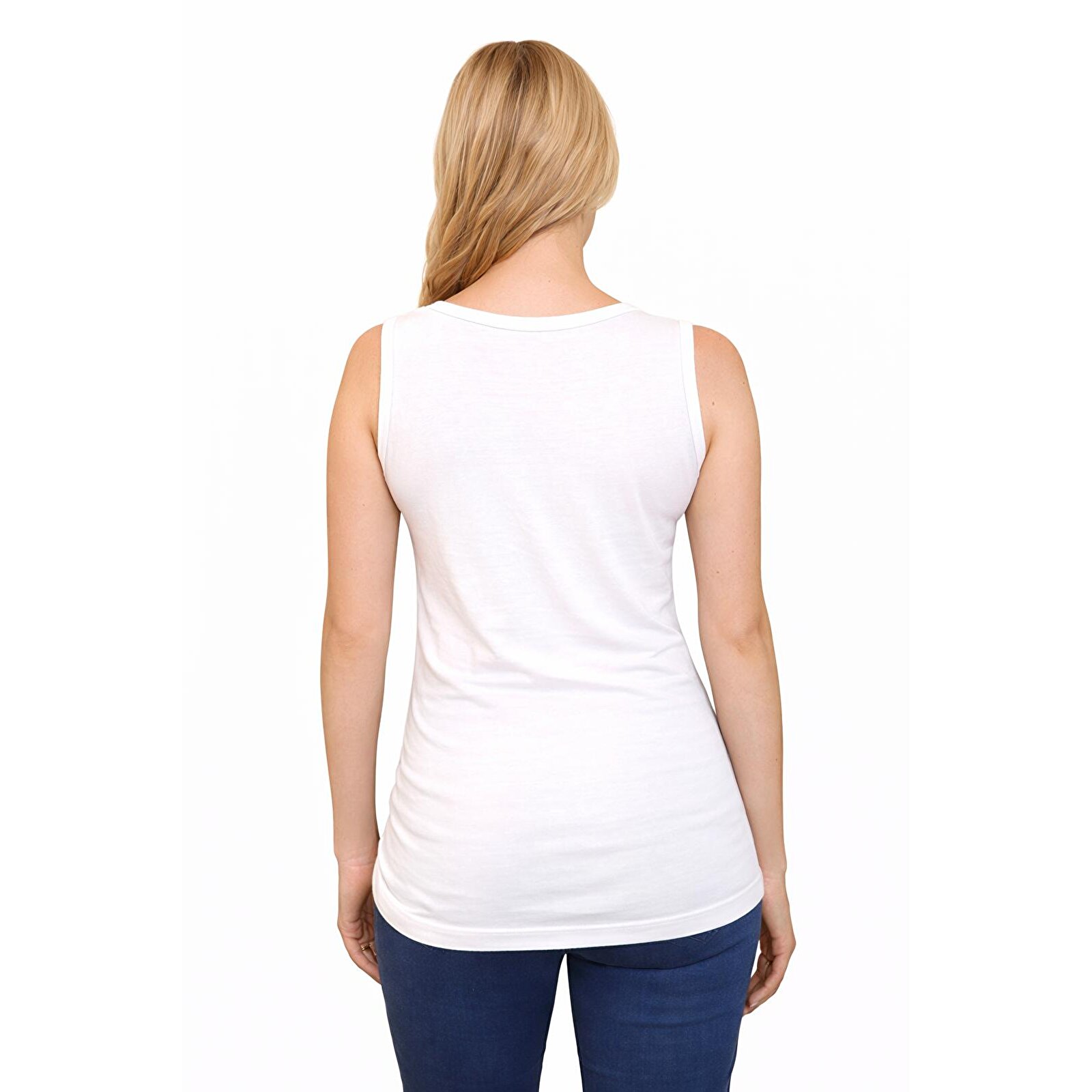 Beyaz Bisiklet Yaka Kolsuz Kadın Hamile Atlet