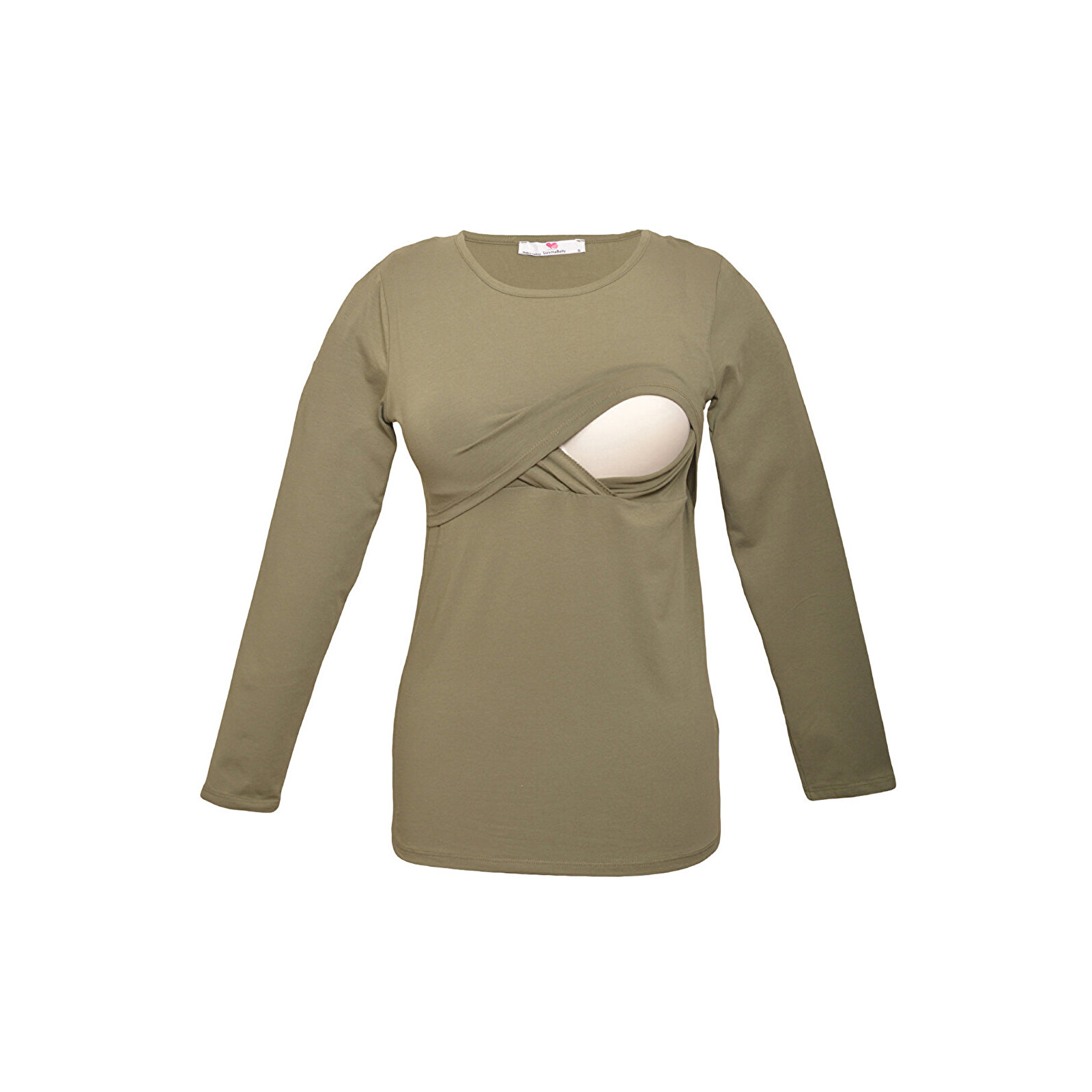Haki Bisiklet Yaka Uzun Kollu Kadın Emzirme Tişört Haki Bisiklet Yaka Uzun Kollu Kadın Emzirme Tişört