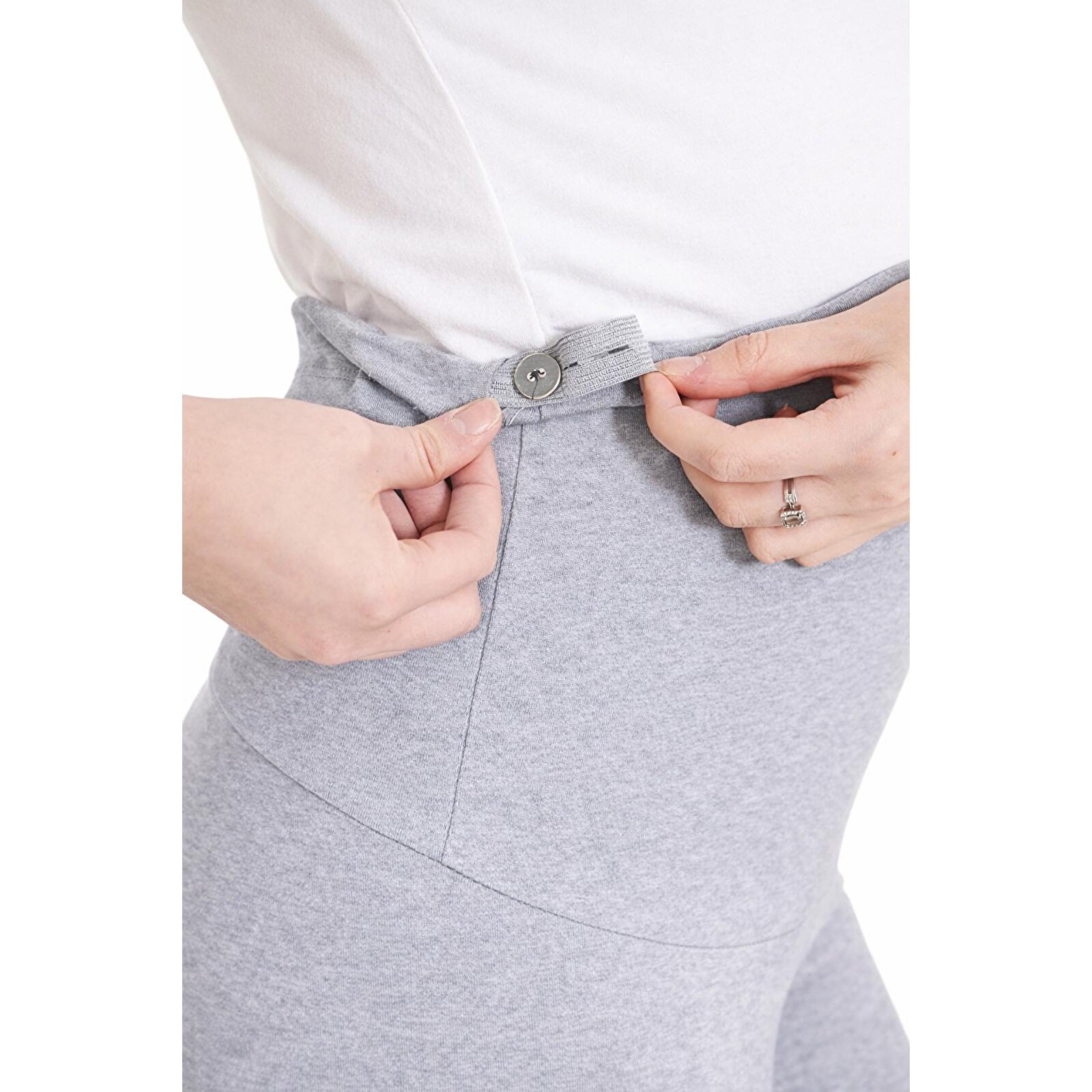 GRİ Beli Ayarlamalı Kadın Hamile  Şort Tayt