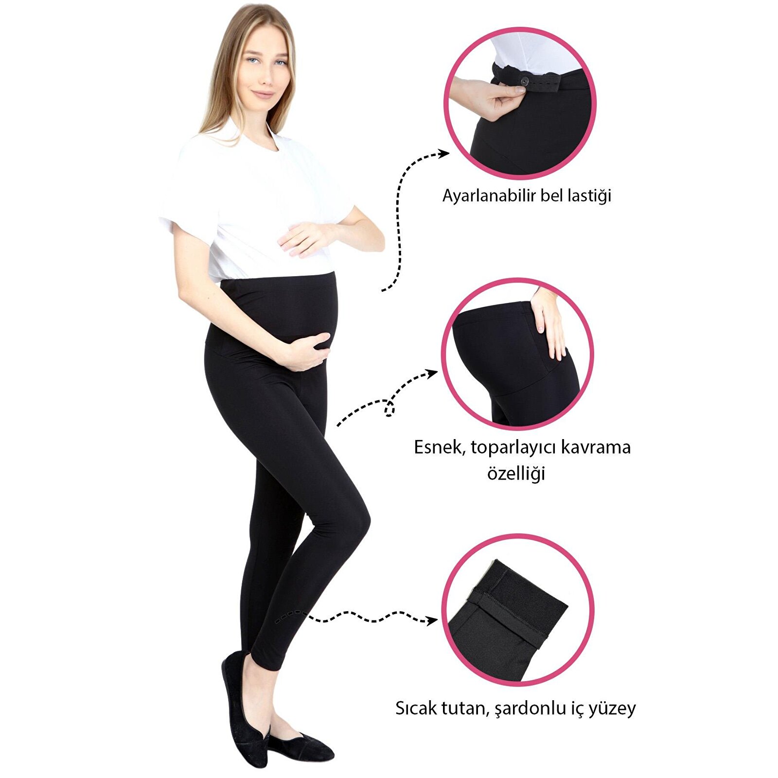 Siyah Beli Ayarlamalı Kadın Kışlık Termal Hamile Tayt