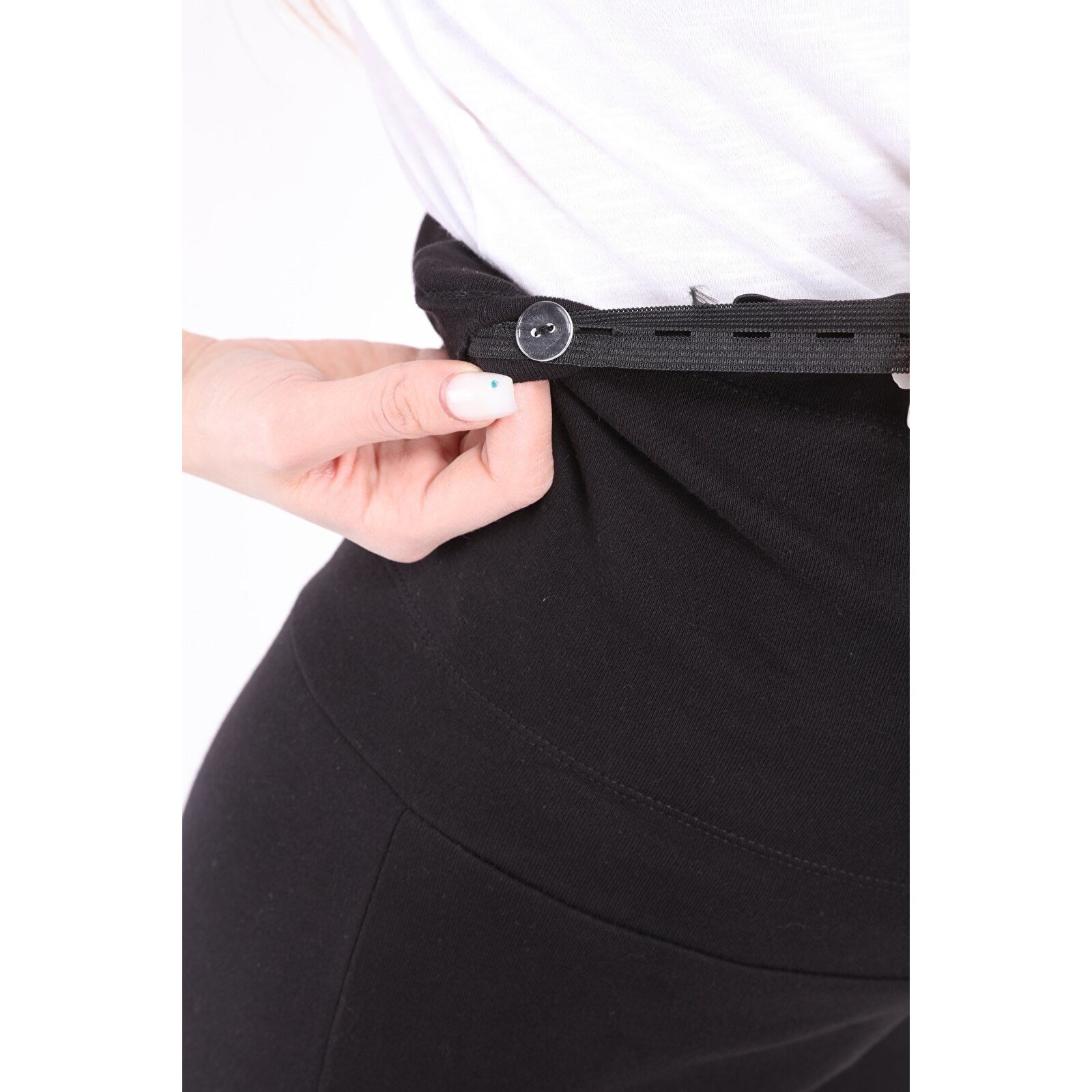 Siyah Beli Ayarlamalı Lastikli Kadın Hamile Eşofman