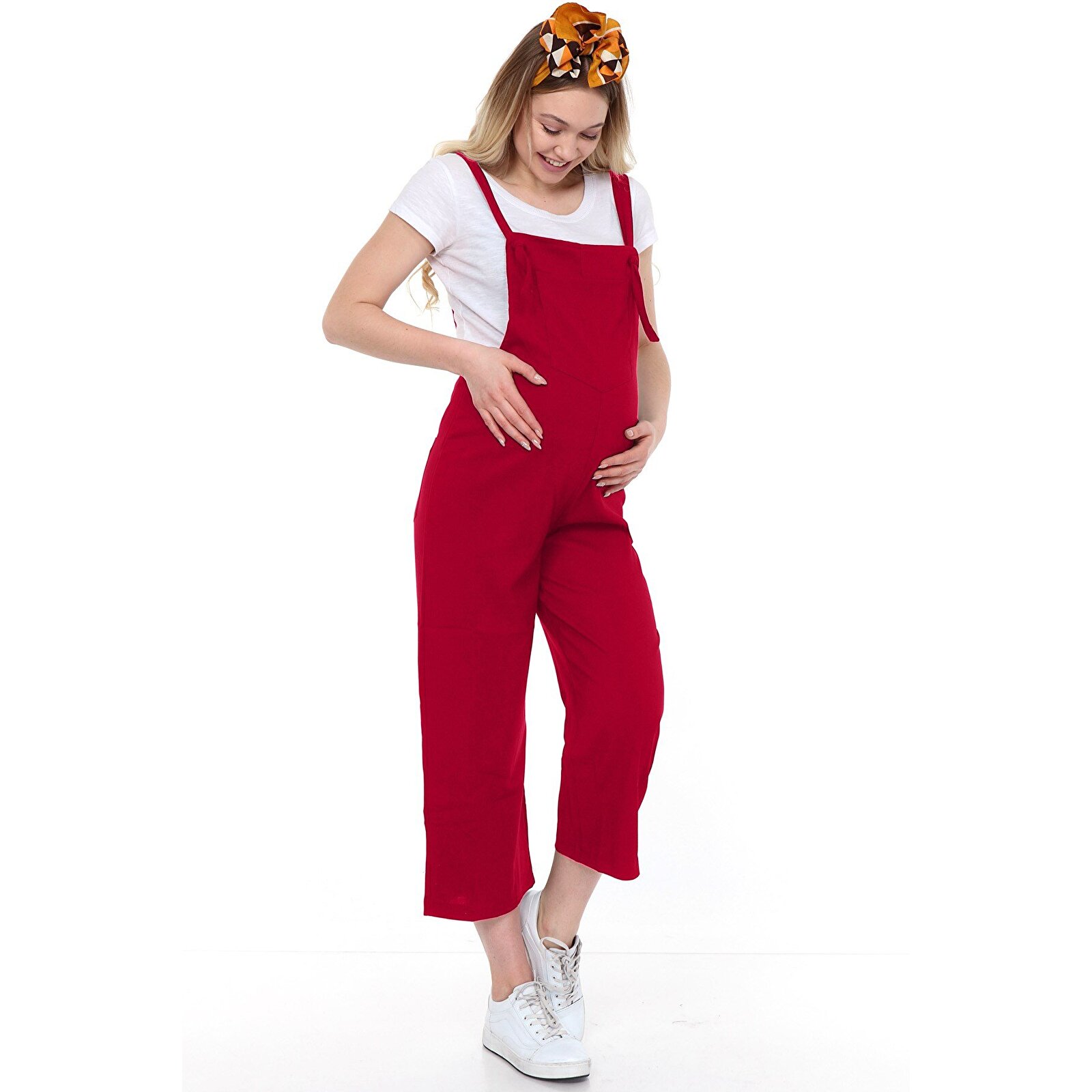 Bordo Yandan Fermuar Kadın Mevsimlik Hamile Salopet