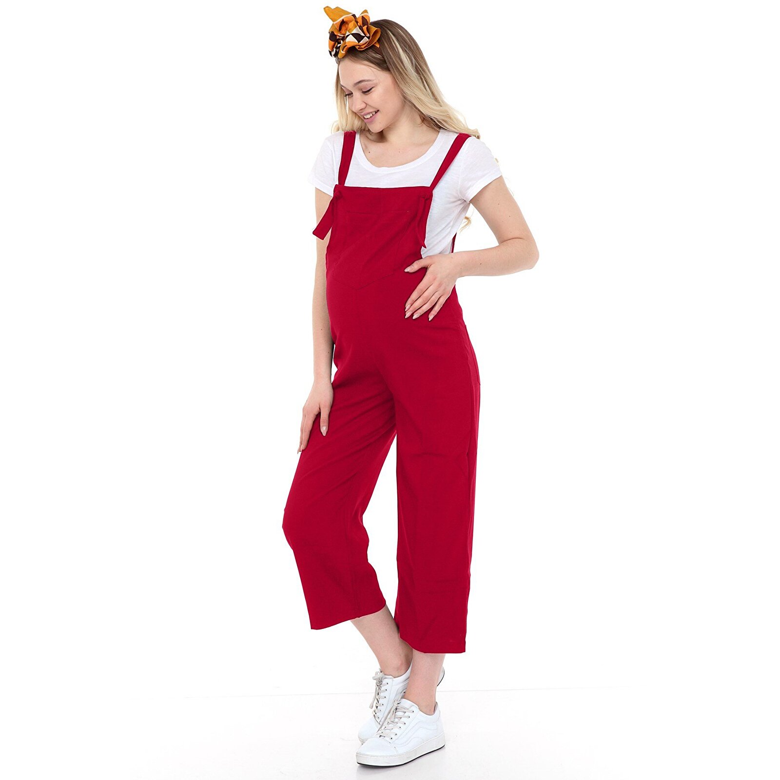 Bordo Yandan Fermuar Kadın Mevsimlik Hamile Salopet