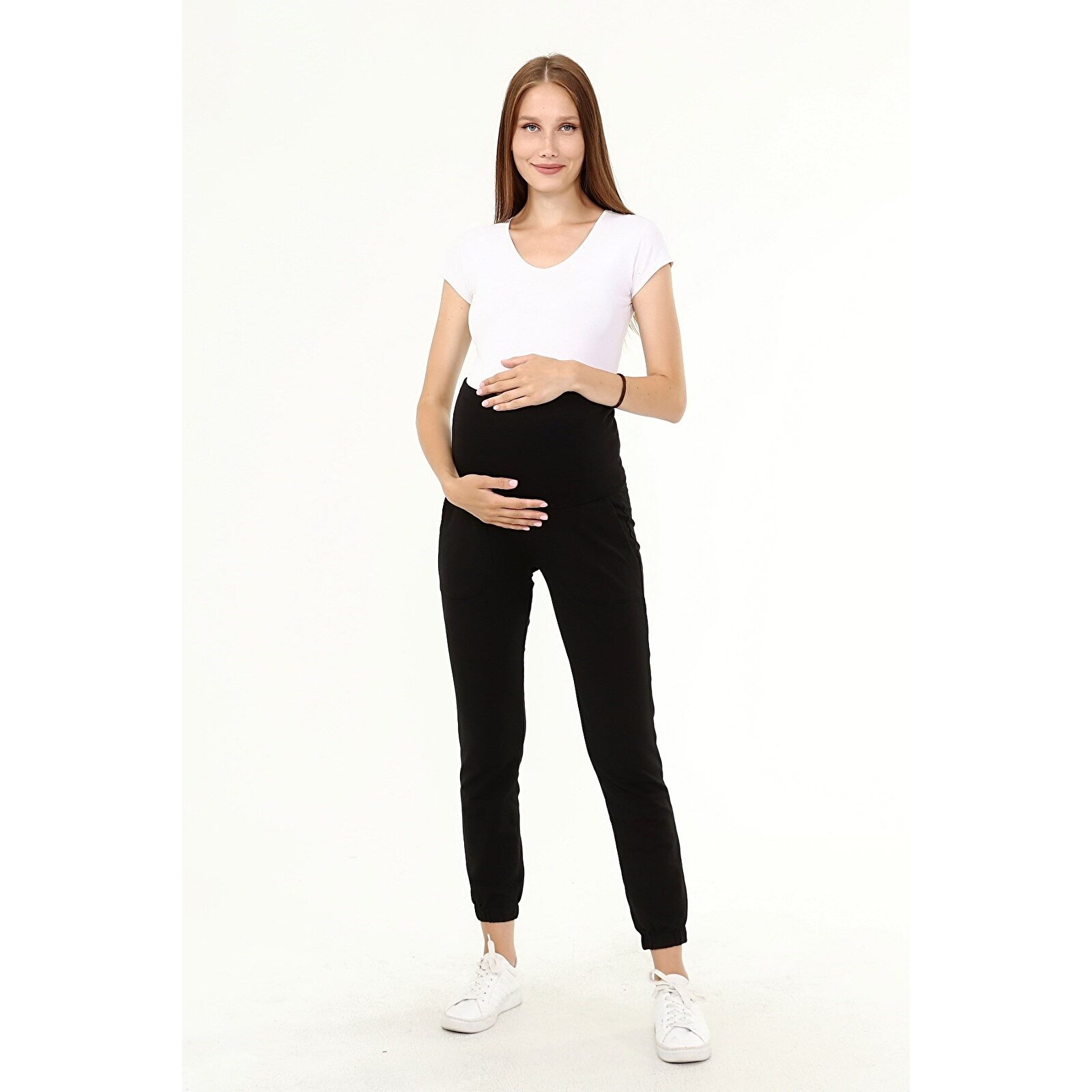 Siyah Bel Ayarlı Kadın Hamile Jogger Eşofman Siyah Bel Ayarlı Kadın Hamile Jogger Eşofman