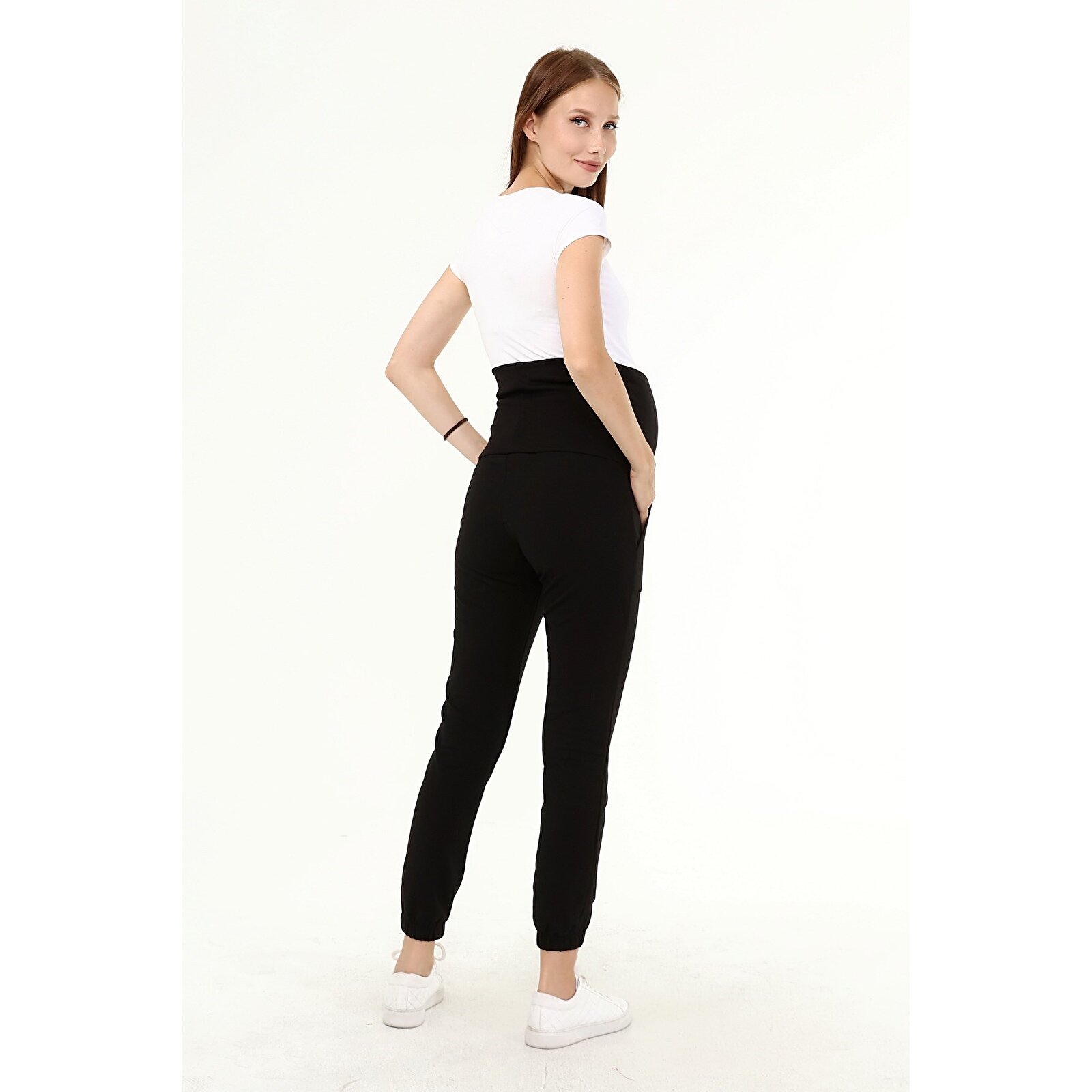 Siyah Bel Ayarlı Kadın Hamile Jogger Eşofman Siyah Bel Ayarlı Kadın Hamile Jogger Eşofman