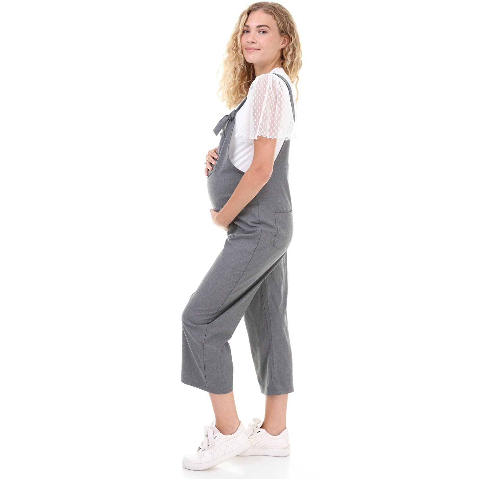 Füme Yandan Fermuar Kadın Mevsimlik Hamile Salopet