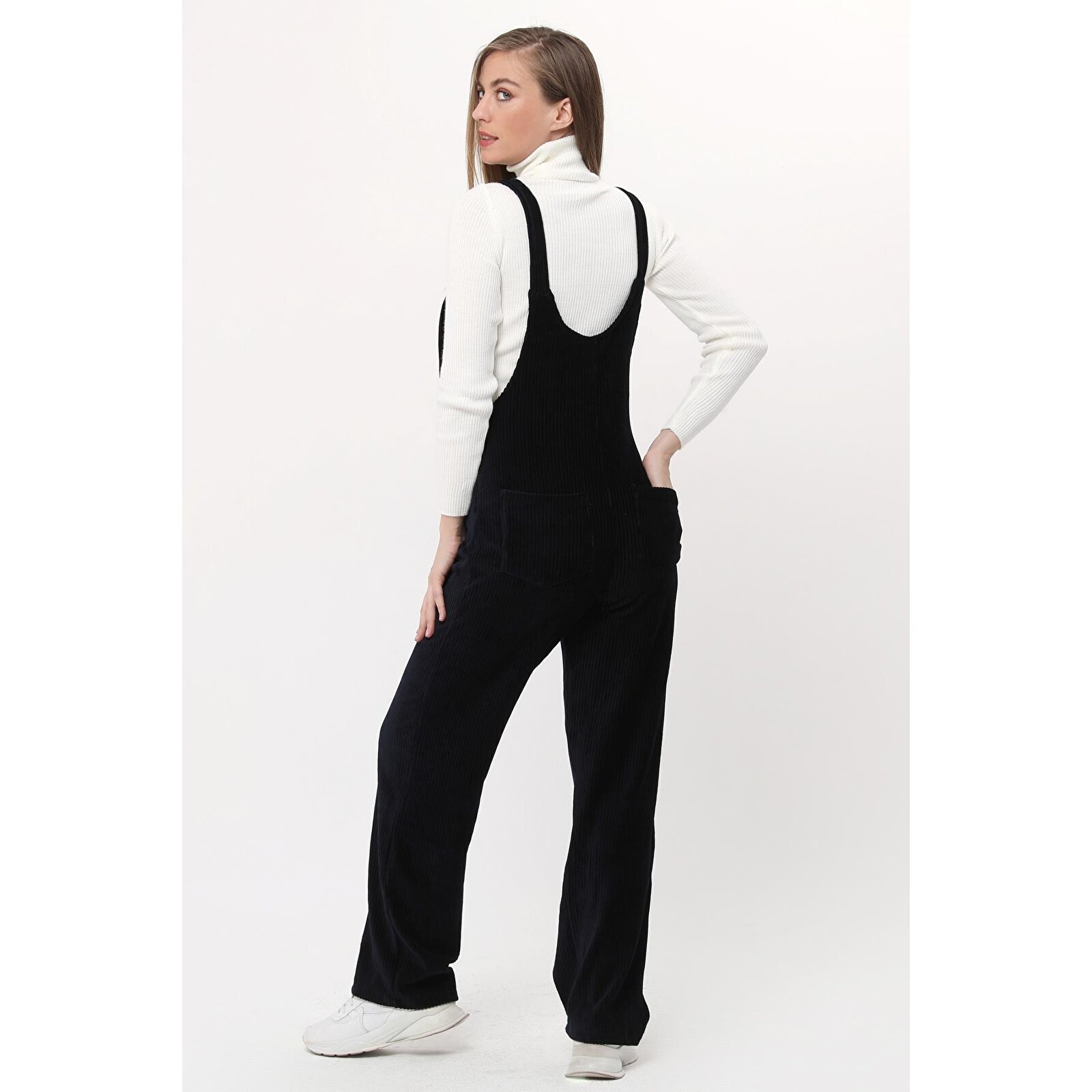 Lacivert Kadın Kışlık Kadife Hamile Salopet