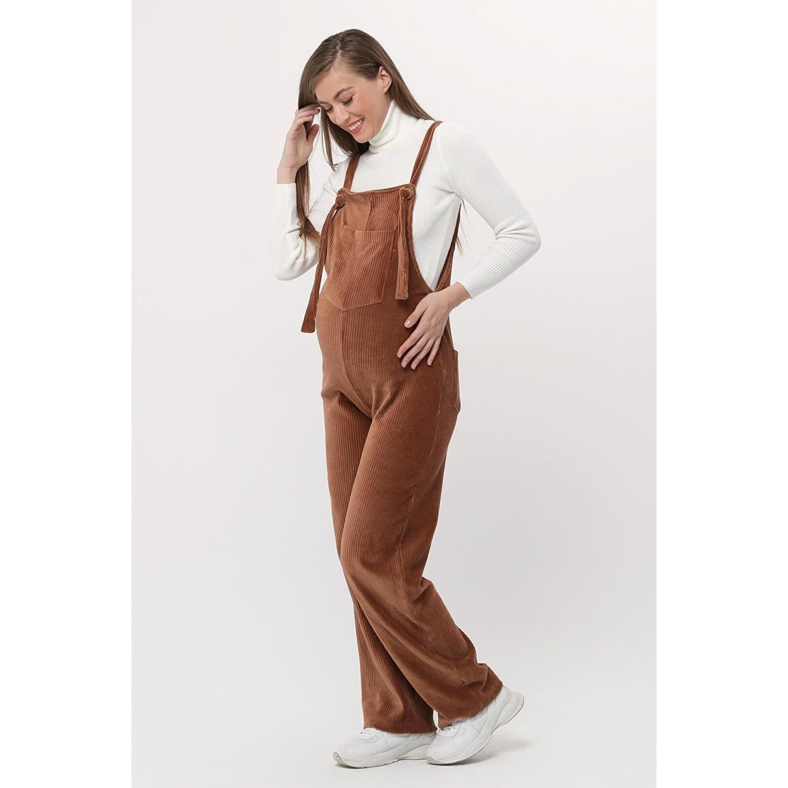 Camel Kadın Kışlık Kadife Hamile Salopet