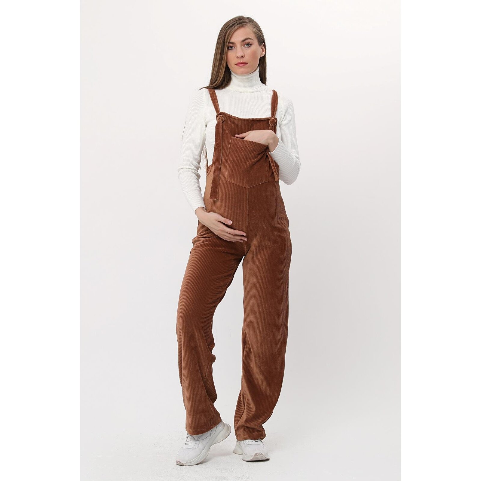 Camel Kadın Kışlık Kadife Hamile Salopet