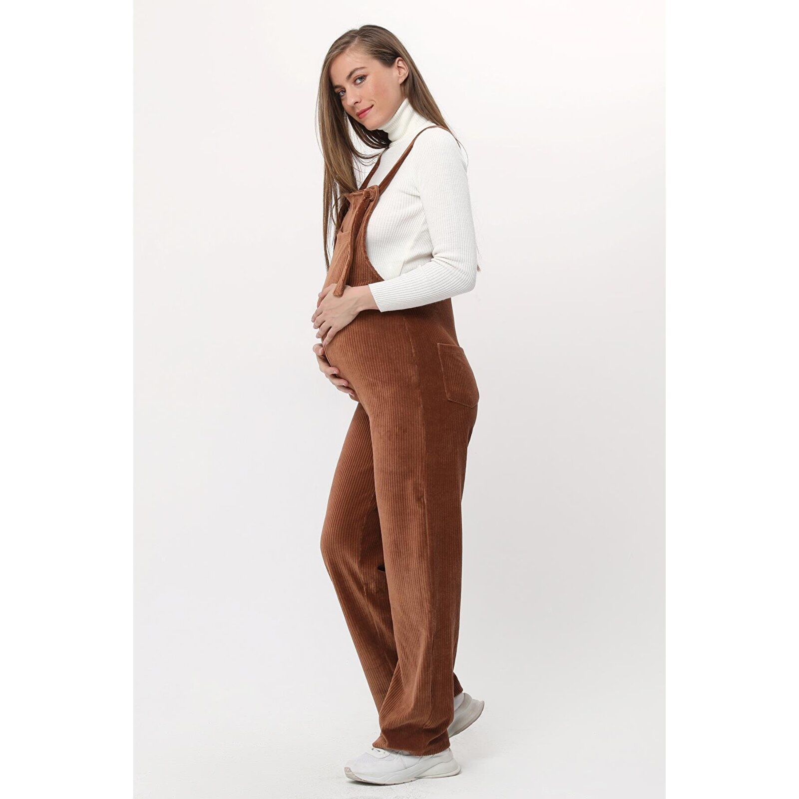 Camel Kadın Kışlık Kadife Hamile Salopet