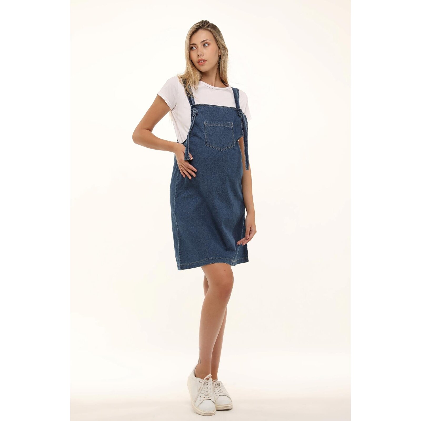 Mavi Kadın Hamile Denim Jile Elbise