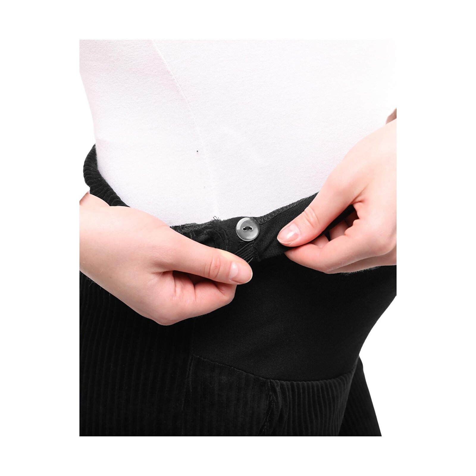 Siyah Kadın Kışlık Kadife Hamile Pantolonu