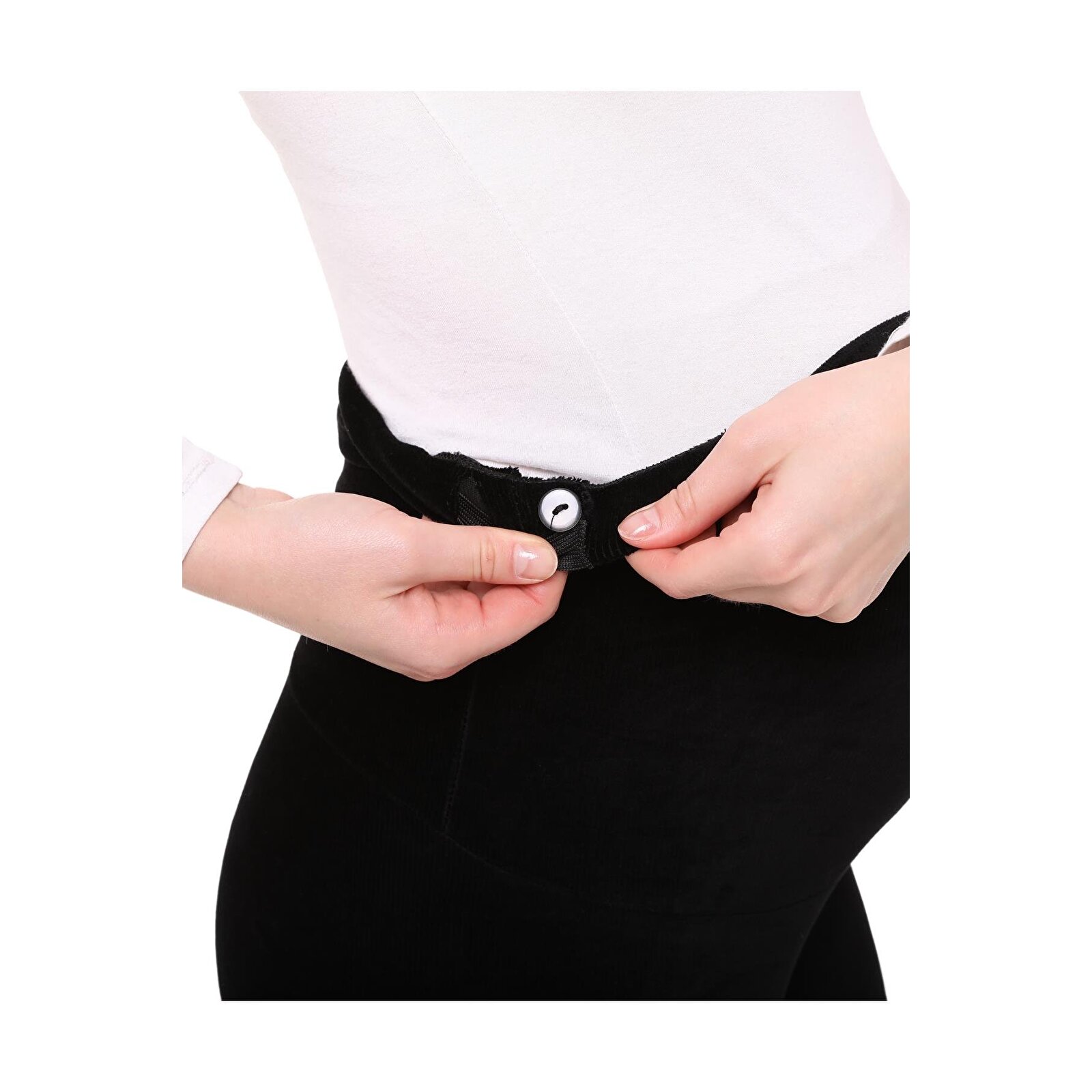 Siyah Beli Ayarlamalı Kadın Kışlık Kadife Hamile Tayt