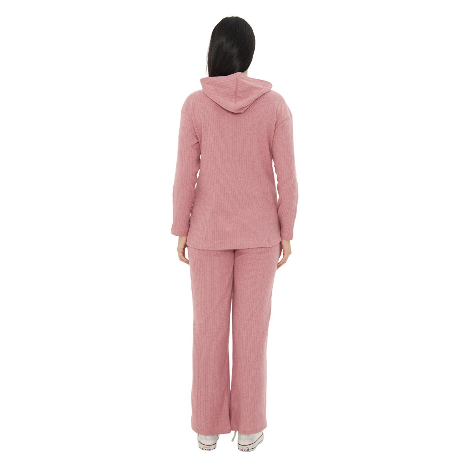 Gül Kurusu Örme Kapüşonlu Kadın Hamile Alt Üst Takımı Gül Kurusu Örme Kapüşonlu Kadın Hamile Alt Üst Takımı