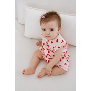 %100 Pamuk Kısa Paça Fırfırlı Bebek Tulum