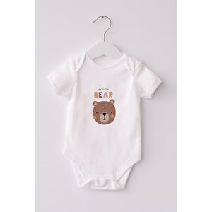 %100 Organik Pamuk 3lü Baskılı Kısa Kollu Bebek Body Ayıcık