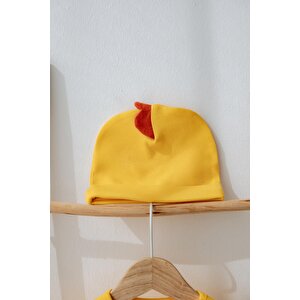 %100 Pamuk Civciv Kostüm Body & Şapka Seti – Unisex Bebek Hediye Seti