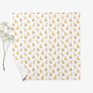 4 Katlı Müslin Örtü - Meyve Desenli Bebek Müslin Battaniyesi - Dört Katlı Müslin 100x110 Cm