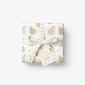 4 Katlı Müslin Örtü - Meyve Desenli Bebek Müslin Battaniyesi - Dört Katlı Müslin 100x110 Cm