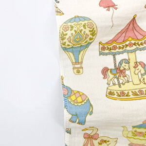 2 Katlı Müslin Örtü - Atlı Karınca Desenli - %100 Pamuk - 75x95 cm