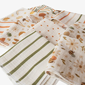 10'lu Desenli Müslin Bebek Ağız Mendili %100 Pamuk 10'lu Desenli Müslin Bebek Ağız Mendili %100 Pamuk