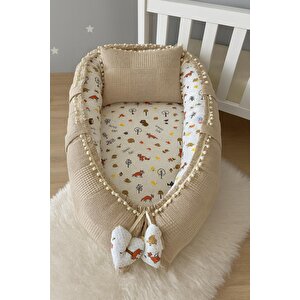 Babynest Organik Pamuk ve Müslin Kumaş Babynest Anne Yanı Bebek Yatağı, Tilki Tasarım
