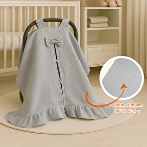 Tek Katlı Gri Müslin Puset Örtüsü – Nefes Alabilen Ultra Hafif Kumaş