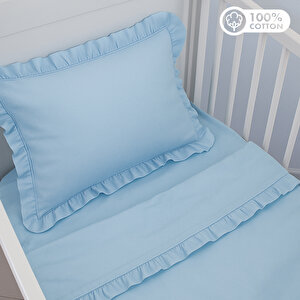 Mavi Bebek Nevresim Takımı – 60x120 | 70x140 | 80x130 Beşik Uyumlu – Fırfırlı Premium Set