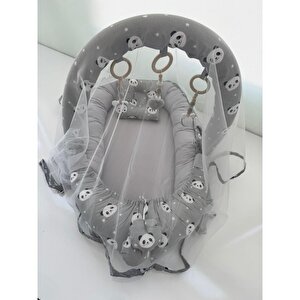 Babynest Lüks Tasarım Ortopedik Anne Yanı Bebek Yatağı Oyuncaklı 3'lü Set, Gri Panda Babynest Lüks Tasarım Ortopedik Anne Yanı Bebek Yatağı Oyuncaklı 3'lü Set, Gri Panda